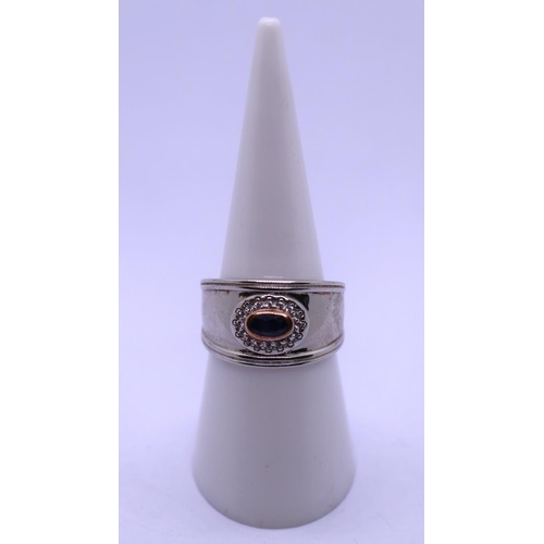 77 - Clogau Diana sapphire set silver ring with COA