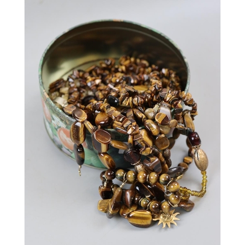 87 - Large collection of tiger eye jewellery