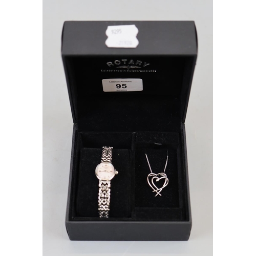 95 - Rotary mother-of-pearl faced watch & pendent set