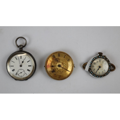 99 - Hallmarked silver pocket watch together with 2 watch faces
