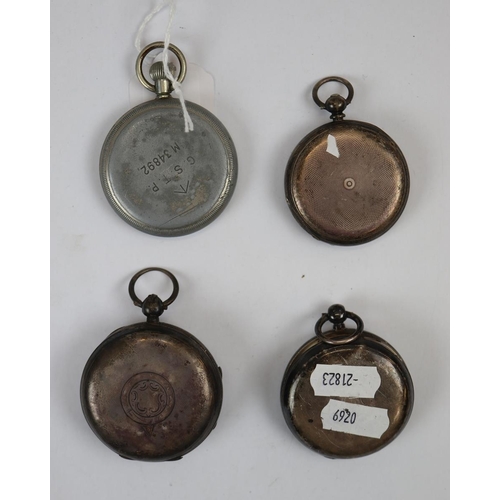 101 - 4 pocket watches to include 2 silver