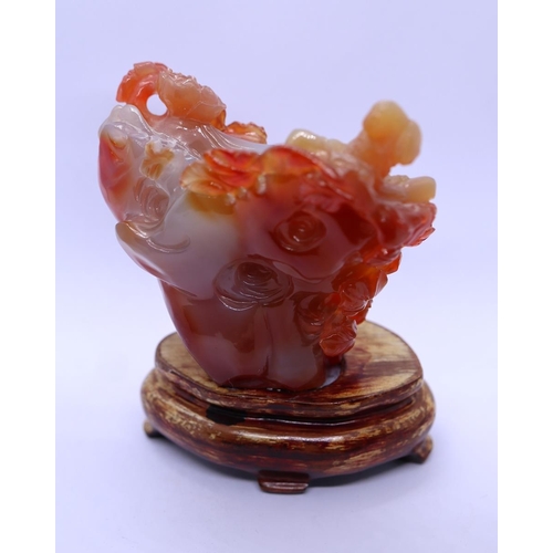 112 - Carved cornelian agate statue