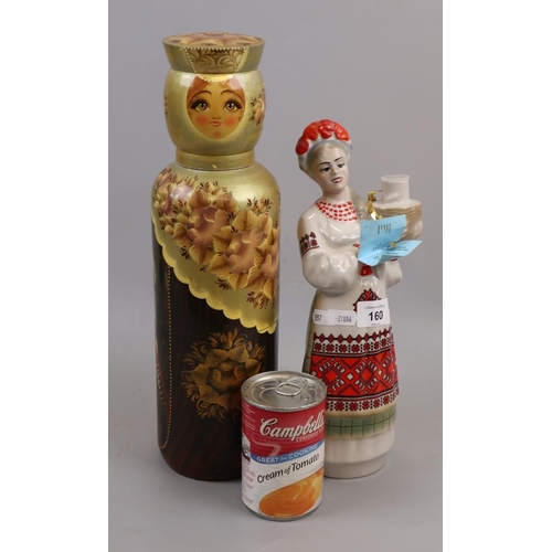 160 - 2 Russian figures, one with vodka inside