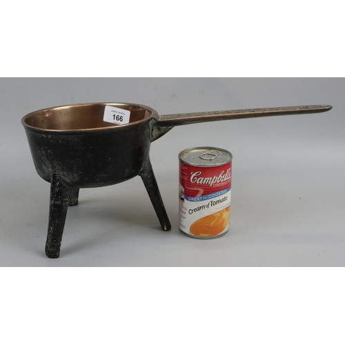 166 - Antique bronze skillet by T P B Water III