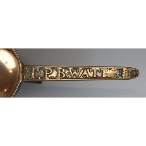 166 - Antique bronze skillet by T P B Water III