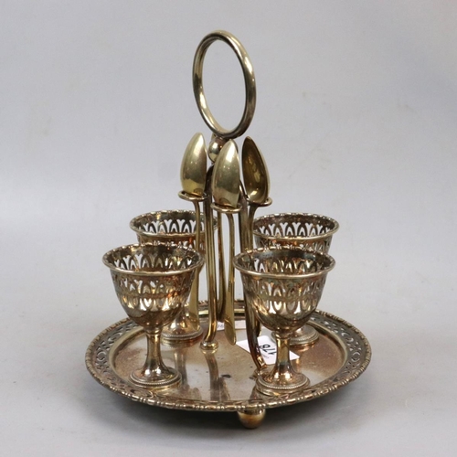 178 - Silverplate egg cups and stand