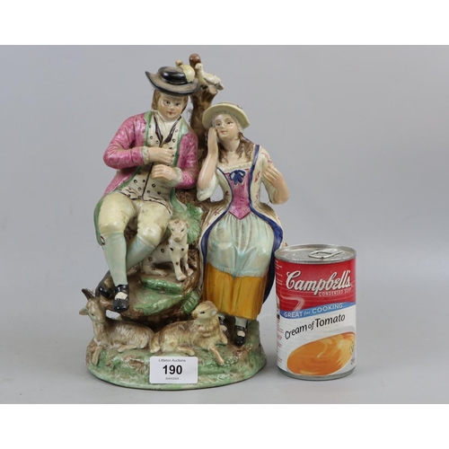 190 - Early antique figure of gent and lady - Approx height: 26cm