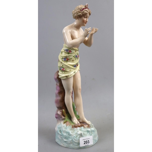 203 - Antique porcelain figure of a maiden A/F - Approx height: 34cm