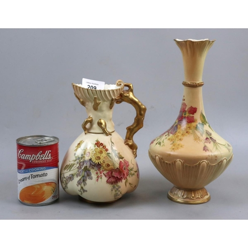 209 - 2 pieces of Royal Worcester Blush Ivory - Vase and Jug