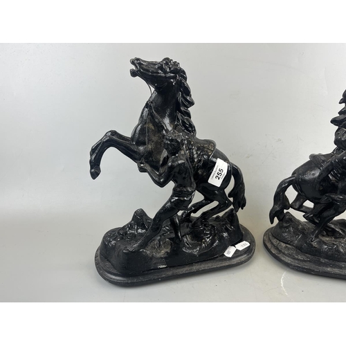 255 - Pair of spelter horses