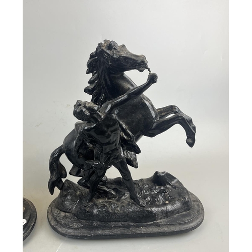 255 - Pair of spelter horses