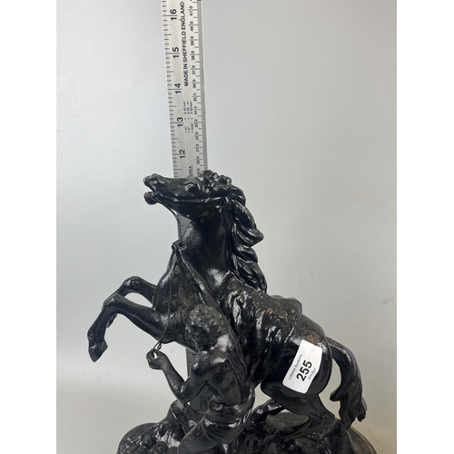 255 - Pair of spelter horses