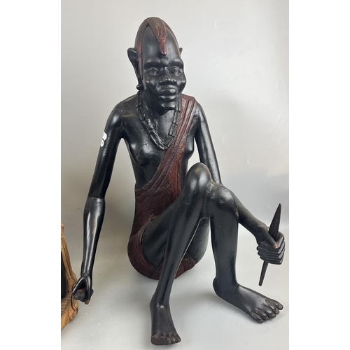 256 - Collection of African figurines - Approx height of tallest: 55cm