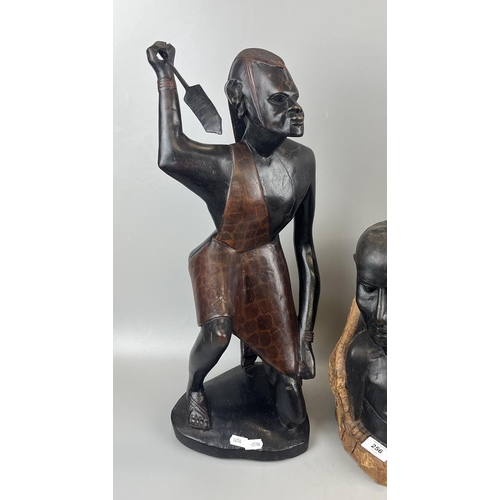 256 - Collection of African figurines - Approx height of tallest: 55cm