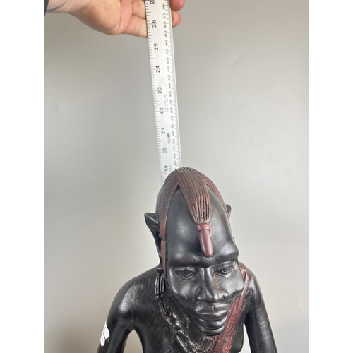 256 - Collection of African figurines - Approx height of tallest: 55cm