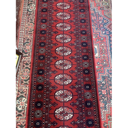 262 - Red runner - Approx size: 364cm x 69cm