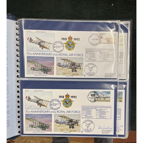 276 - Stamps - Aviation. 60 RAF 50th Anniversary covers in special album. 31 signed