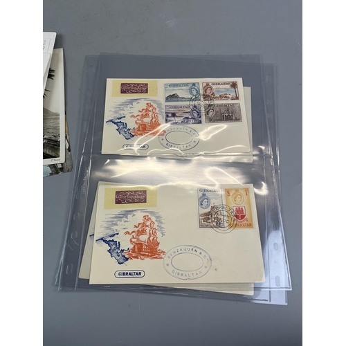 283 - Stamps - Gibralter. Range of covers and postcards including 1953 Defins on 4 FDCs