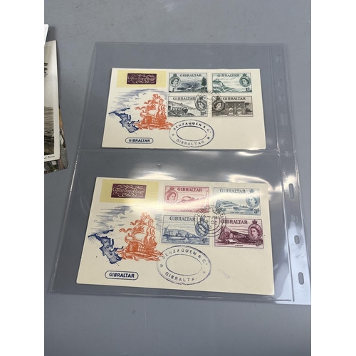 283 - Stamps - Gibralter. Range of covers and postcards including 1953 Defins on 4 FDCs