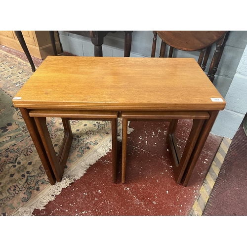 382 - McIntosh fold out coffee table with 2 smaller nesting tables