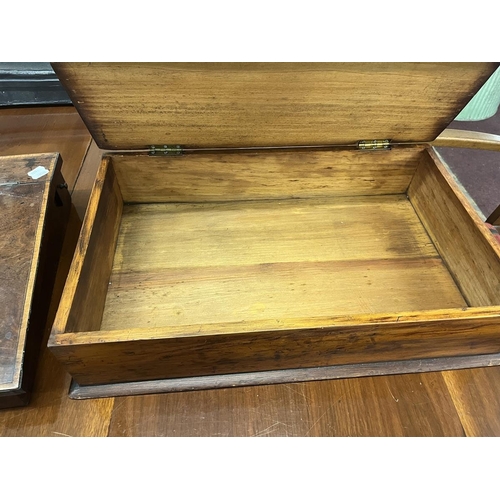 393 - Mahogany writing slope with integrated drawers together with another