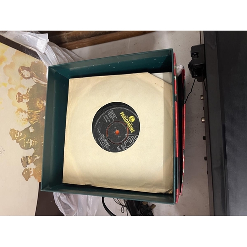 403 - Record player together with a collection of records to include the Beatles and Led Zeppelin etc