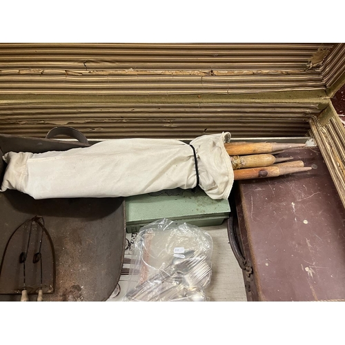 413 - Antique trunk and contents