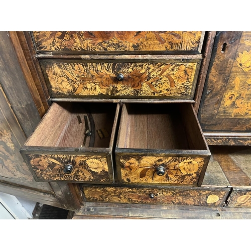 436 - Early Dutch marquetry cabinet A/F - Approx size: W: 132cm D: 59cm H: 192cm