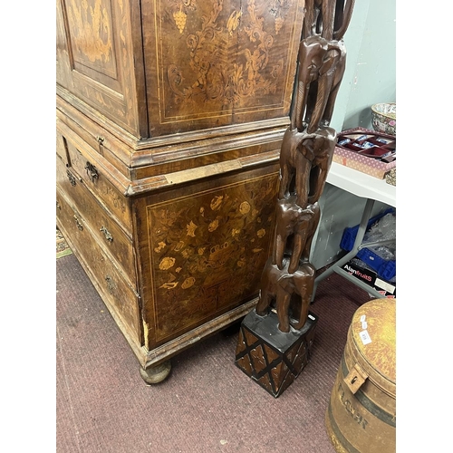 436 - Early Dutch marquetry cabinet A/F - Approx size: W: 132cm D: 59cm H: 192cm