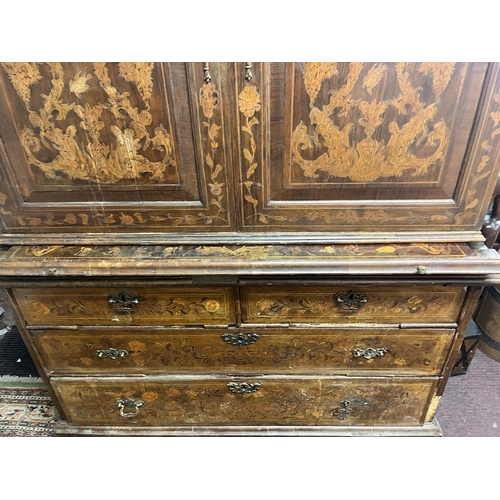 436 - Early Dutch marquetry cabinet A/F - Approx size: W: 132cm D: 59cm H: 192cm