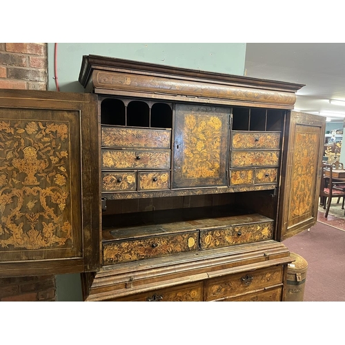 436 - Early Dutch marquetry cabinet A/F - Approx size: W: 132cm D: 59cm H: 192cm