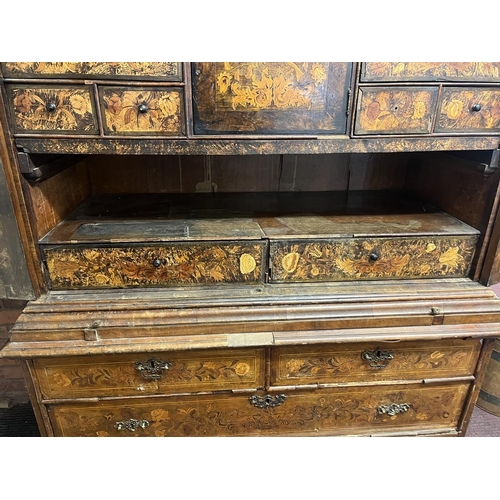 436 - Early Dutch marquetry cabinet A/F - Approx size: W: 132cm D: 59cm H: 192cm