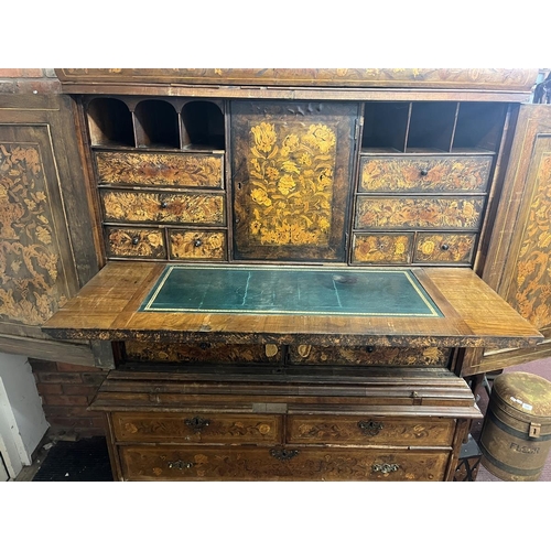 436 - Early Dutch marquetry cabinet A/F - Approx size: W: 132cm D: 59cm H: 192cm