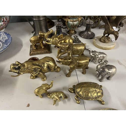 443 - Collection of brass animals, mainly elephants