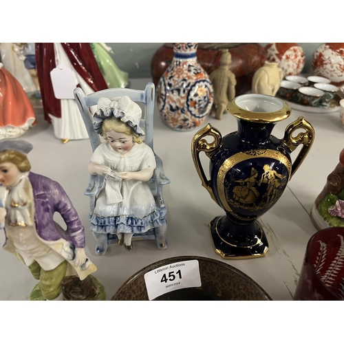 451 - Collection of Continental ceramic figurines to include Dresden