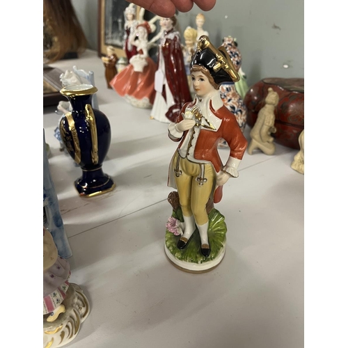 451 - Collection of Continental ceramic figurines to include Dresden