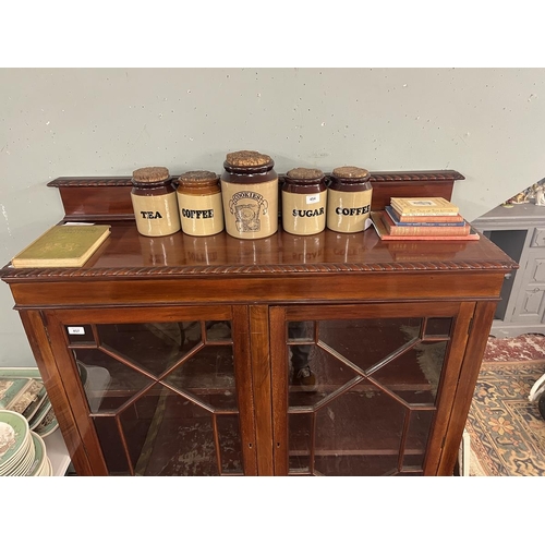 457 - Edwardian mahogany library bookcase - Approx size: W: 123cm D: 36cm H: 150cm