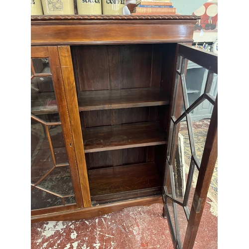 457 - Edwardian mahogany library bookcase - Approx size: W: 123cm D: 36cm H: 150cm