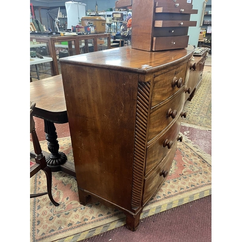 459 - Victorian mahogany 2 over 3 bow front chest of drawers - Approx size: W: 108cm D: 54cm H: 106cm