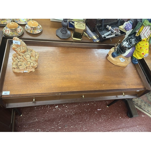 483 - Mid century teak writing table - Approx size: W: 109cm D: 49cm H: 75cm