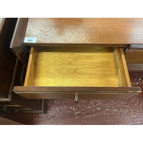 483 - Mid century teak writing table - Approx size: W: 109cm D: 49cm H: 75cm