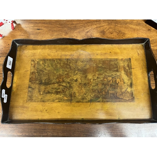 492 - Antique galleried tray