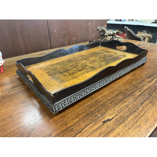 492 - Antique galleried tray