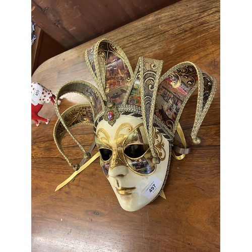 497 - 2 hand painted Venetian carnival masks