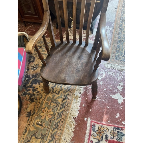 527 - Elm seated slat-back fireside chair