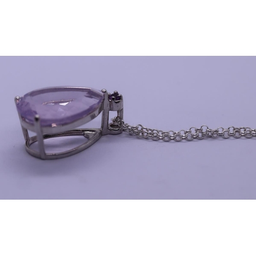 58 - Silver amethyst set pendent on chain