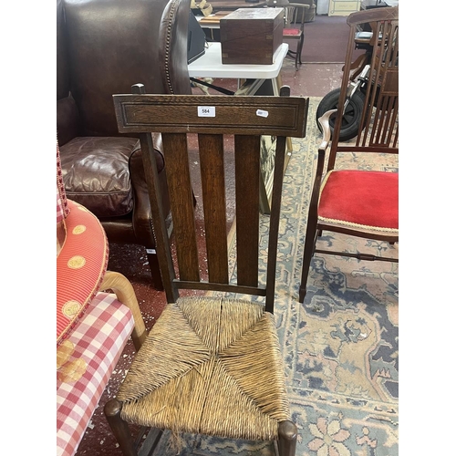 584 - Arts & Crafts rush seated rocking chair
