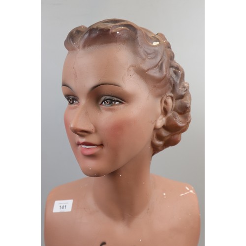 141 - 1930s French mannequin head and torso marked Champs Elysees, Paris - Approx height: 64cm
