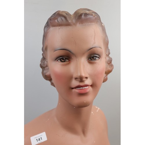 141 - 1930s French mannequin head and torso marked Champs Elysees, Paris - Approx height: 64cm