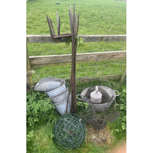 105 - Various galvanised buckets etc.